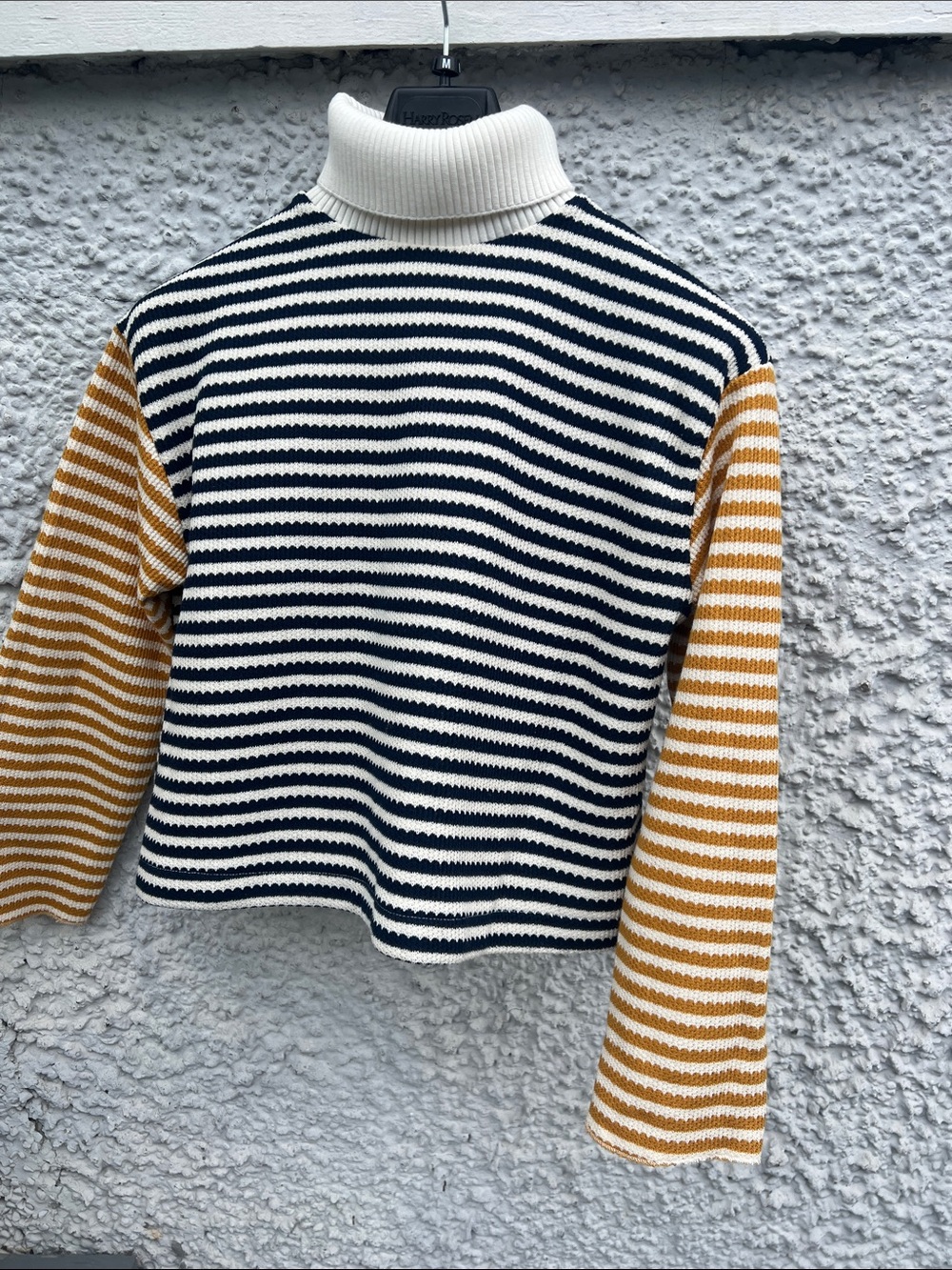 Zara Striped Turtleneck Sweater in Navy, White & Mustard(Never used)
